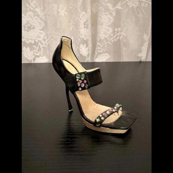 Other - Elegant Black Stiletto Shoe Figurine with Rhinestone Embellishments -Chic Decor